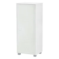 HOMCOM Vertical File Cabinet, Mobile Filing Cabinet with 3-Tier Cabinet and Metal Louvred Door for Home Office, White(m-11)
