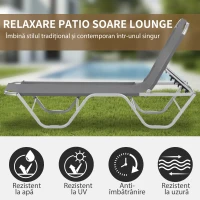 Outsunny Sezlong din aluminiu, sezlong pentru gradina cu spatar reglabil pe 5 pozitii, 163x58.5x91cm, argintiu(m-4)