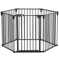 PawHut Cancelletto di Sicurezza Pieghevole 6 Sezioni, Cancellino Barriera per Cani in Acciaio, Sistema di Blocco e Chiusura Automatica, Nero(m-1)