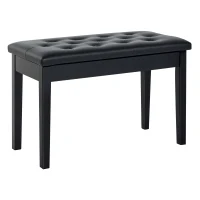 HOMCOM Banquette tabouret siège pour piano avec coffre de rangement pied bois caoutchouc assise capitonnée revêtement synthétique noir(m-1)