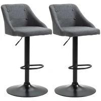 HOMCOM Adjustable Barstools Set of 2, Swivel Kitchen Chairs, Bar Stools with Tufted Back, Footrests for Counter and Dining Room(m-11)