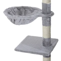 PawHut Cat Tree for Indoor Cats Kitten Scratching Post Scratch Scratcher Climb Activity Center Play House Pet Furniture 125cm (Grey)(m-9)