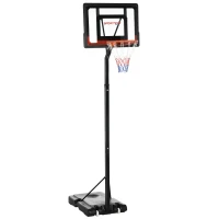 SPORTNOW 2.6-3.1m Adjustable Basketball Hoop and Basketball Stand w/ Backboard and Weighted Base, Portable on Wheels, Black(m-1)