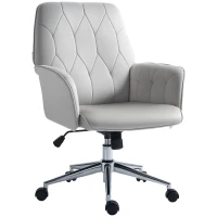 Vinsetto Linen Computer Chair with Armrest, Modern Swivel Chair with Adjustable Height, Light Grey(m-10)