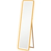HOMCOM Full Length Mirror, with Adjustable Outer Light, Oak(m-1)