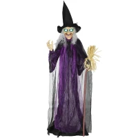 Outsunny 6ft Animated Witch Decoration, with Sound - Purple/White(m-10)