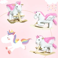 HOMCOM Kids Rocking Horse Unicorn Wooden Plush Ride On Chair Toy with Music 1.5-3 Years(m-7)