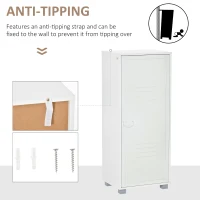 HOMCOM Vertical File Cabinet, Mobile Filing Cabinet with 3-Tier Cabinet and Metal Louvred Door for Home Office, White(m-6)