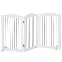 PawHut Barrera de Seguridad para Perros para Escaleras y Puertas Diseño Plegable y Pies de Apoyo 154x30x80 cm Blanco