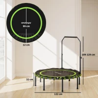 SPORTNOW Trampolino Fitness con Manubrio Regolabile, in Acciaio e Plastica, Verde(m-3)