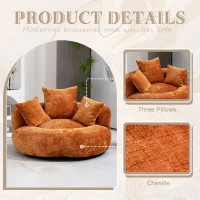 High Back Bean Bag Chair with Memory Foam Filling, Chenille Fabric, No Assembly Required, 108L x 108W x 52H cm, Orange(m-6)