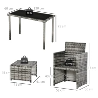 Outsunny poly rotan zitgroep 11 stuks. Set 120 cm x 60 cm x 72 cm(m-3)