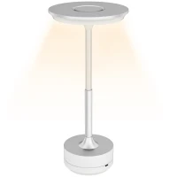 HOMCOM Lampada Senza Filo Touch Luce LED 3 Tonalità e Batteria Ricaricabile, Ø13x28.5cm, Argento(m-1)
