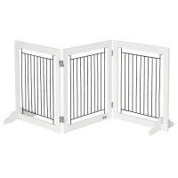 PawHut Foldable Pet Gate, with Three Panels & Two Support Feet - White(m-10)