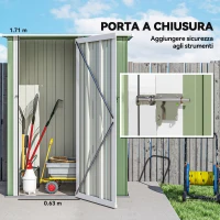 Outsunny Casetta Porta Attrezzi Capanno in Acciaio Impermeabile 142x84x189cm(m-5)