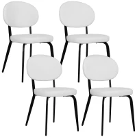 HOMCOM Set of Four Boucle Dining Chairs - White(m-10)