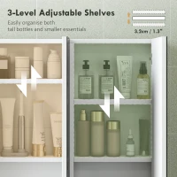 HOMCOM Three-Mirror Bathroom Storage Cabinet - White(m-5)