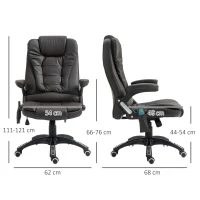 HOMCOM Executive Office Chair with Vibration Massage and Heat, High Back, PU Leather Massage Office Chair, Brown(m-3)