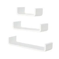 HOMCOM Set de 3 Estanterías Flotantes 60/45/30x15x10 cm Estantes de Pared de Madera Almacenamiento de Libros Fotos Decoración para Salón Pasillo Habitación Blanco(m-1)