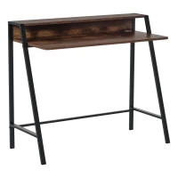 HOMCOM Compact Computer Table, Writing Desk for Home Office with Storage Shelf and Steel Frame, Rustic Brown(m-10)