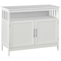 HOMCOM Kitchen Console Table/Buffet Sideboard/Wooden Storage Table with 2-Level Cabinet and Open Shelf, White(m-10)