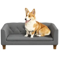 PawHut Dog Sofa Bed w/ Soft Cushion for Medium Dogs - Grey(m-10)