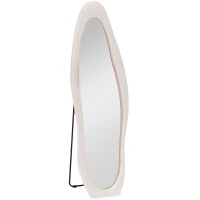 HOMCOM Wavy Velvet-Feel Full Length Mirror - Light Pink(m-1)