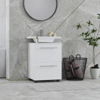 HOMCOM Badkamerkast, Wasbakkastje met Lade, Compact, Spaanplaat, Wit(m-10)