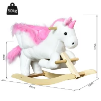 HOMCOM Kids Rocking Horse Unicorn Wooden Plush Ride On Chair Toy with Music 1.5-3 Years(m-3)