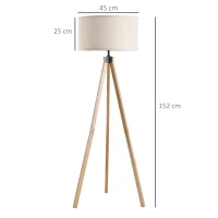 HOMCOM 5FT Elegant Wood Tripod Floor Lamp Free Standing E27 Bulb Lamp Versatile Use For Home Office - Beige(m-3)