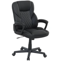 HOMCOM High Back Executive Office Chair, PU Leather Swivel Desk Chair with Tilt Function, Armrests and Adjustable Height for Home Office, Black(m-10)