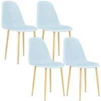 HOMCOM Modern Dining Chairs Set of 4, Kitchen Chairs with Backrest and Steel Legs for Dining Room, Living Room, Light Blue(m-10)