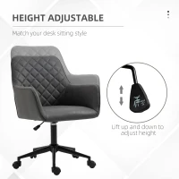 Vinsetto Leather-Feel Fabric Office Chair, Computer Desk Chair with Swivel Wheels, Grey(m-4)