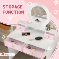 AIYAPLAY Kids Dressing Table Set Kids Make up Table with Stool and Mirror, Storage Drawers, Gift for Aged 3-8(m-5)