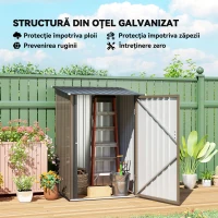 Outsunny Magazie de Grădină din Oțel și Ușă 100x103x160cm Maro(m-4)