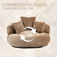 High Back Bean Bag Chair with Memory Foam Filling, High Back Design with Three Pillows, 108L x 108W x 52H cm, Brown(m-5)
