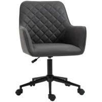 Vinsetto Leather-Feel Fabric Office Chair, Computer Desk Chair with Swivel Wheels, Grey(m-1)