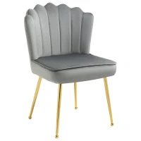 HOMCOM Velvet-Feel Shell Accent Chair - Grey(m-1)