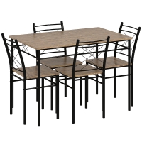 HOMCOM Five-Piece Minimal Dining Set - Oak-Effect/Black