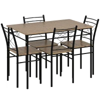 HOMCOM Five-Piece Minimal Dining Set - Oak-Effect/Black(m-1)