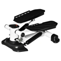 HOMCOM Mini Stepper für Zuhause, Rutschfest Up-Down Stepper mit LCD-Anzeige, Stepper Hometrainer mit zwei großen Pedalen, Stahl, Schwarz(m-1)