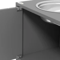 PawHut Ciotola per Cani Rialzata con 2 Ciotole in Acciaio Inossidabile e 44 L di Vano Contenitore, Porte Magnetiche, Grigio(m-4)