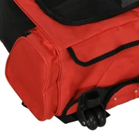 PawHut Pet Travel Backpack Bag Cat Puppy Dog Carrier w/ Trolley and Telescopic Handle Portable Stroller Wheel Luggage Bag (Red)(m-9)