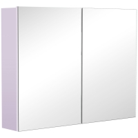 HOMCOM Armario de Baño con Espejo Armario de 2 Puertas con 3 Estantes Interiores Estilo Moderno para Dormitorio Salón 80x15x60 cm Lila Claro