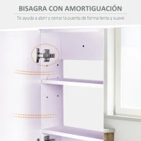 HOMCOM Armario de Baño con Espejo Armario de 2 Puertas con 3 Estantes Interiores Estilo Moderno para Dormitorio Salón 80x15x60 cm Lila Claro(m-7)