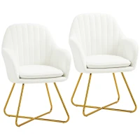 HOMCOM Set of Two Sherpa Fleece Dining Chairs - Cream(m-10)