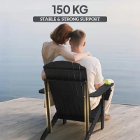 Outsunny Adirondack tuinstoel ligbank voor buiten tuinmeubel balkonstoel massief hout zwart(m-7)