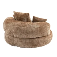 High Back Bean Bag Chair with Memory Foam Filling, High Back Design with Three Pillows, 108L x 108W x 52H cm, Brown(m-14)