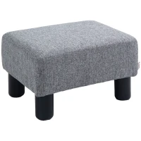 HOMCOM Footstool, Linen Upholstered Footrest, Small Ottoman Foot Rest with Wooden Frame for Living Room, 40 x 30 x 24cm, Grey(m-1)