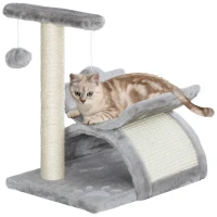 PawHut Albero Tiragraffi per Gatti in Peluche con Palo in Sisal, Cuccia e 2 Palline, 40x30x43cm, Grigio(m-1)